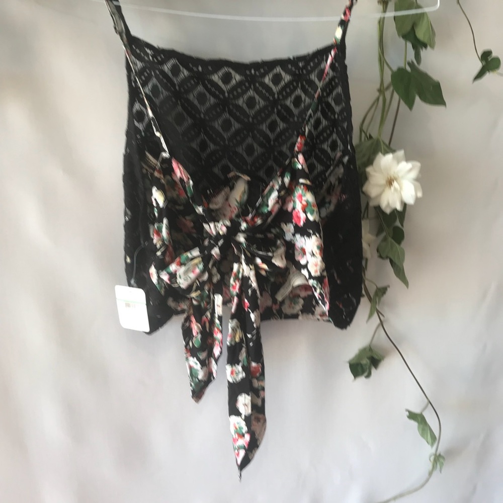 Free People Lace and Floral cropped top.